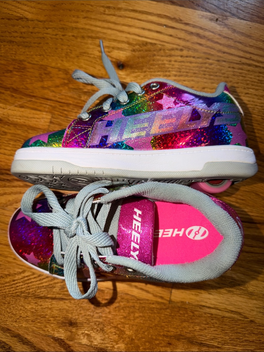 Heelys Split Skate Shoe Rainbow Sparkle Girls Size 1 Excellent Condition EUC
